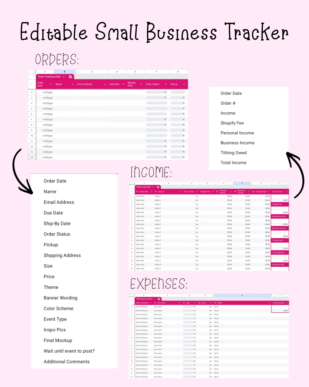 Editable Small Business Tracker